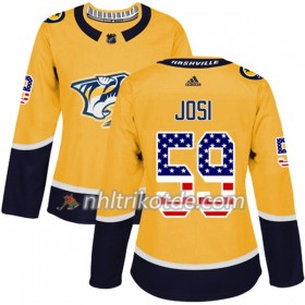 Nashville Predators Trikot Roman Josi 59 Adidas 2017-2018 Gold USA Flag Fashion Authentic - Dame